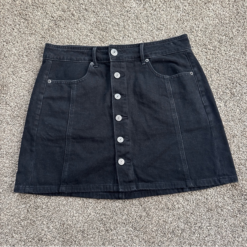 American Eagle Outfitters Women’s Size 8 Black Button-Up Denim Skirt EUC